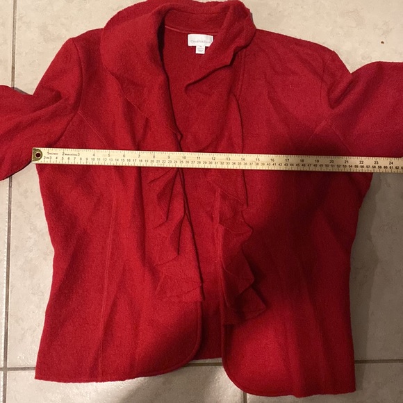 Charter Club women’s red 100% wool sweater cardigan size xl - Picture 6 of 7